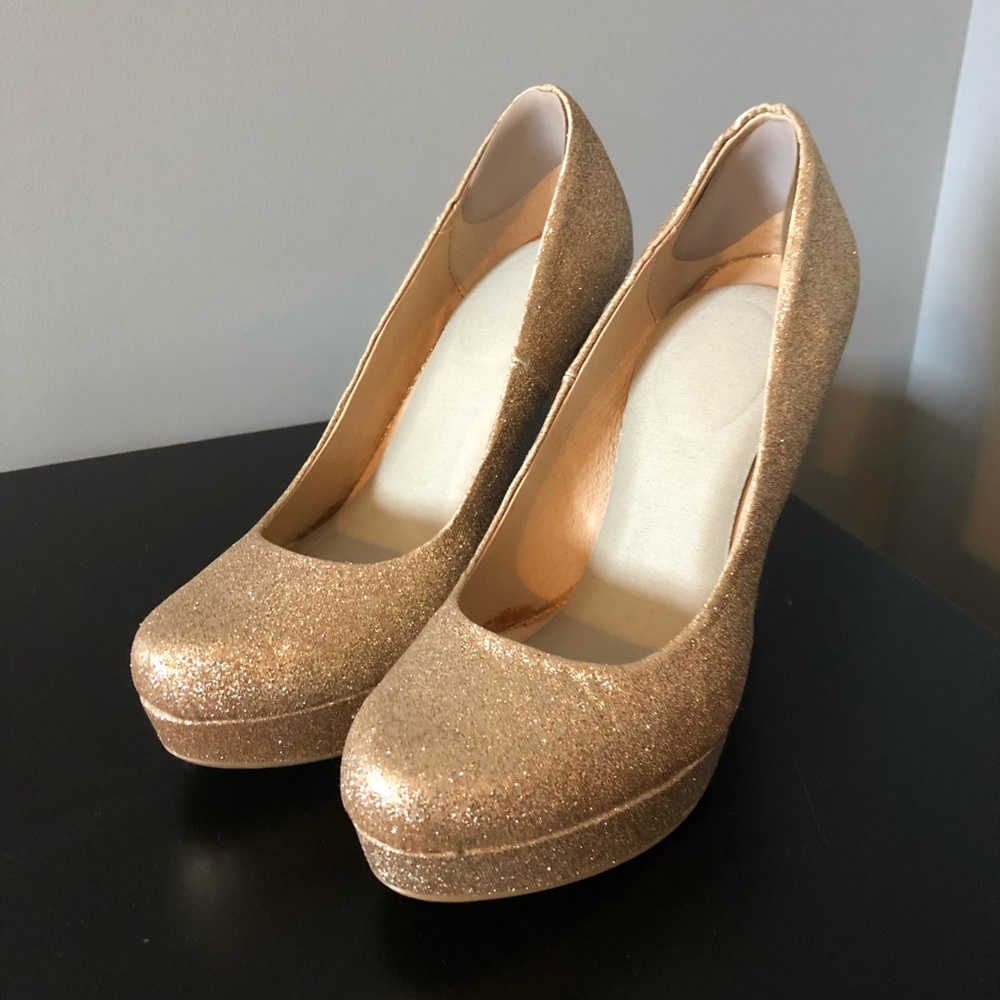 Gold Glitter Heels
